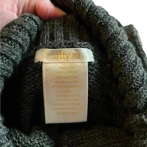 Matty M Women's Size Large Sweater Gray Asymmetrical Cowl Neck Long Sleeve - Picture 7 of 9